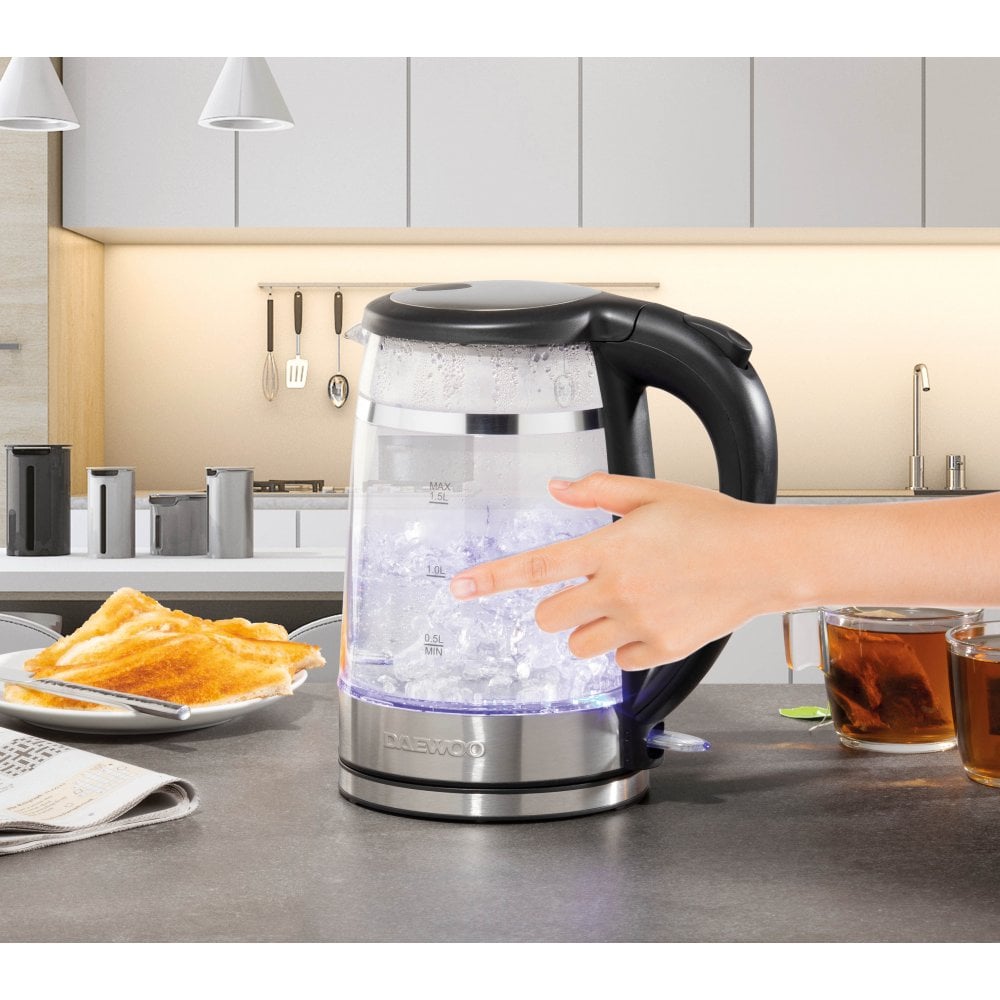 1.5L Cool Touch Transparent Glass Kettle with Light Up LED