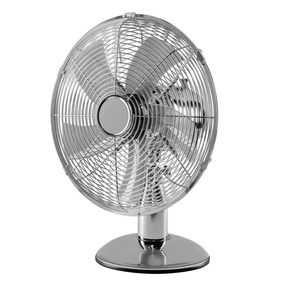 12" Chrome Metal Desk Fan