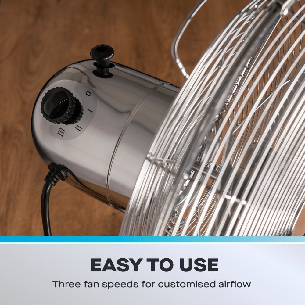 12" Chrome Metal Desk Fan