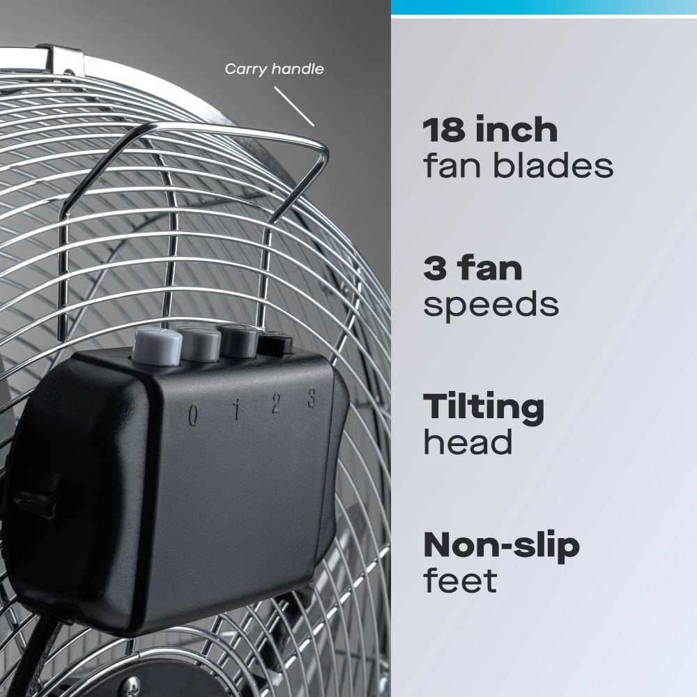 18" High Velocity Chrome Floor Fan