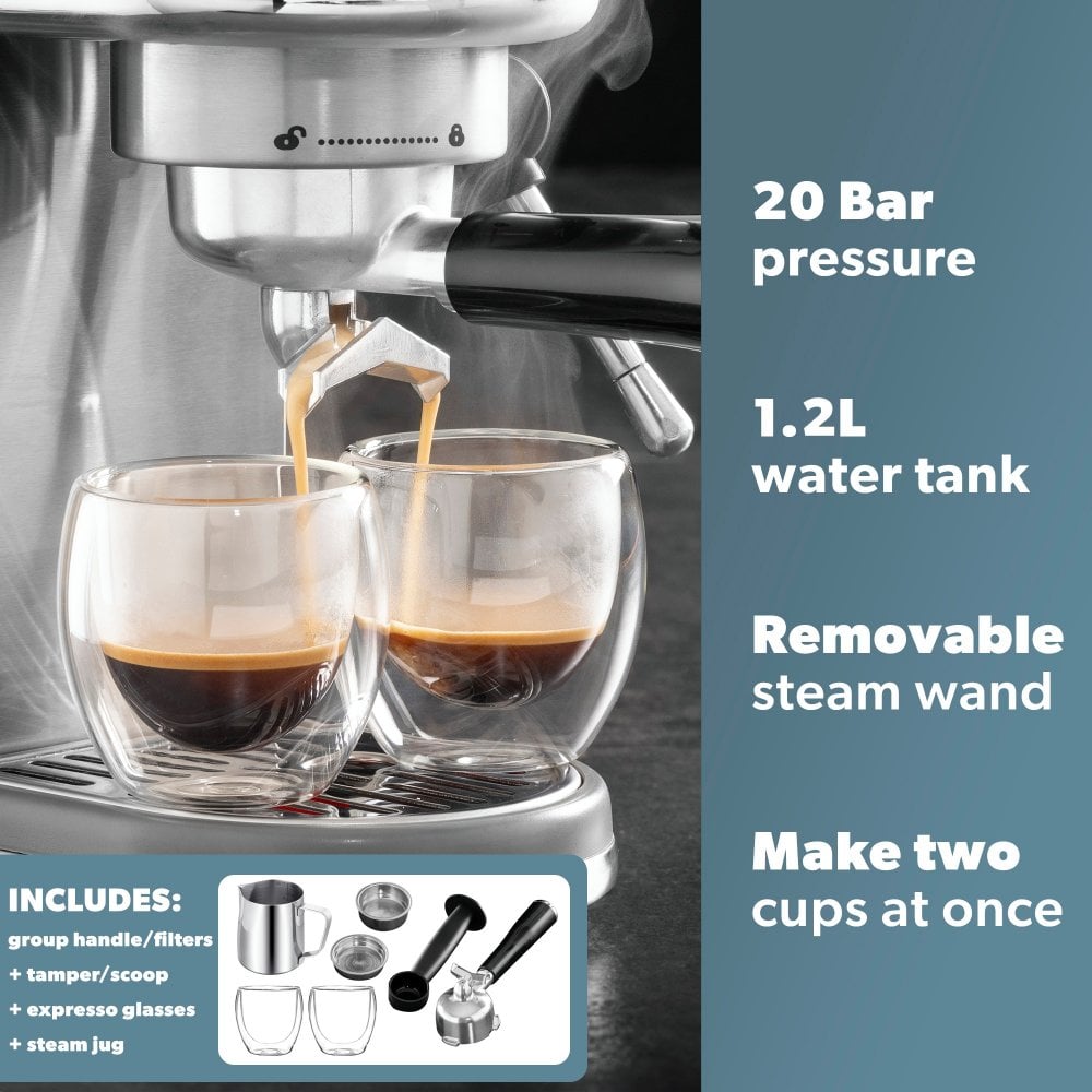 Daewoo 20 Bar Digital Compact Espresso Coffee Maker