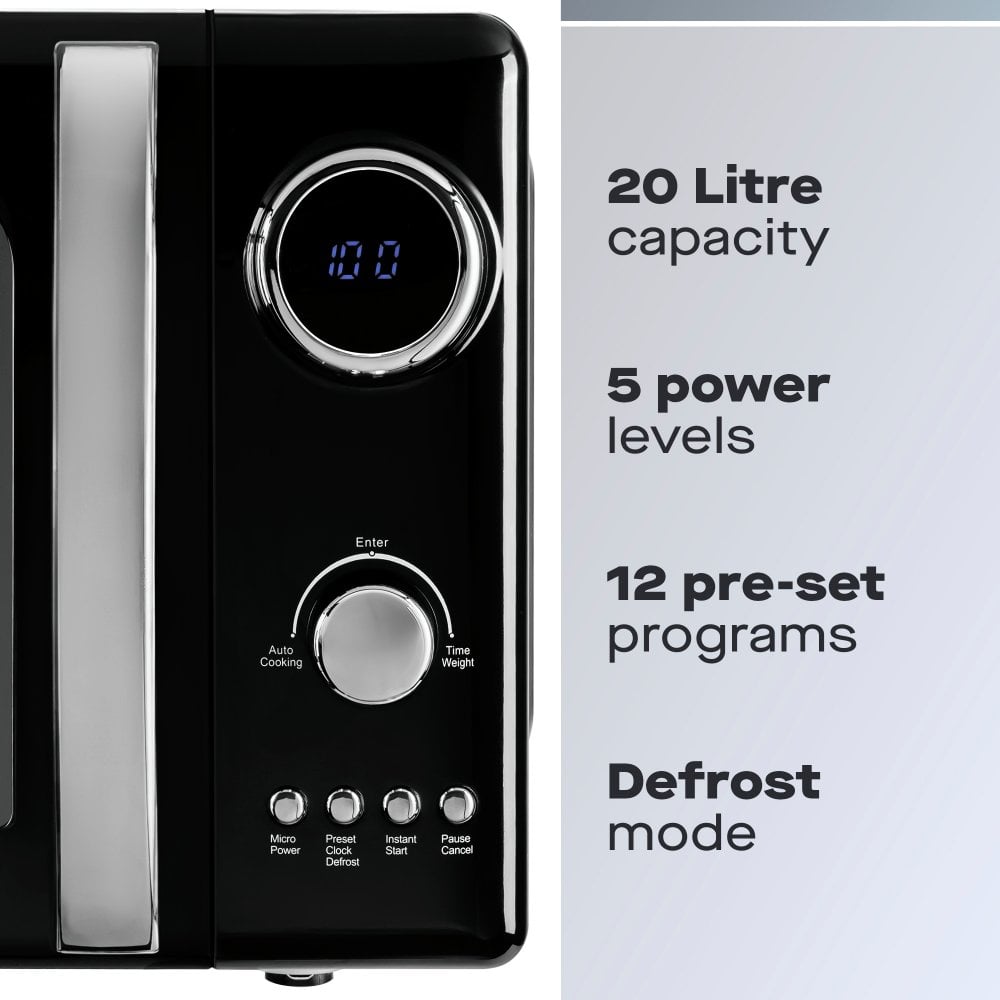 20L Black Kensington 800W Microwave
