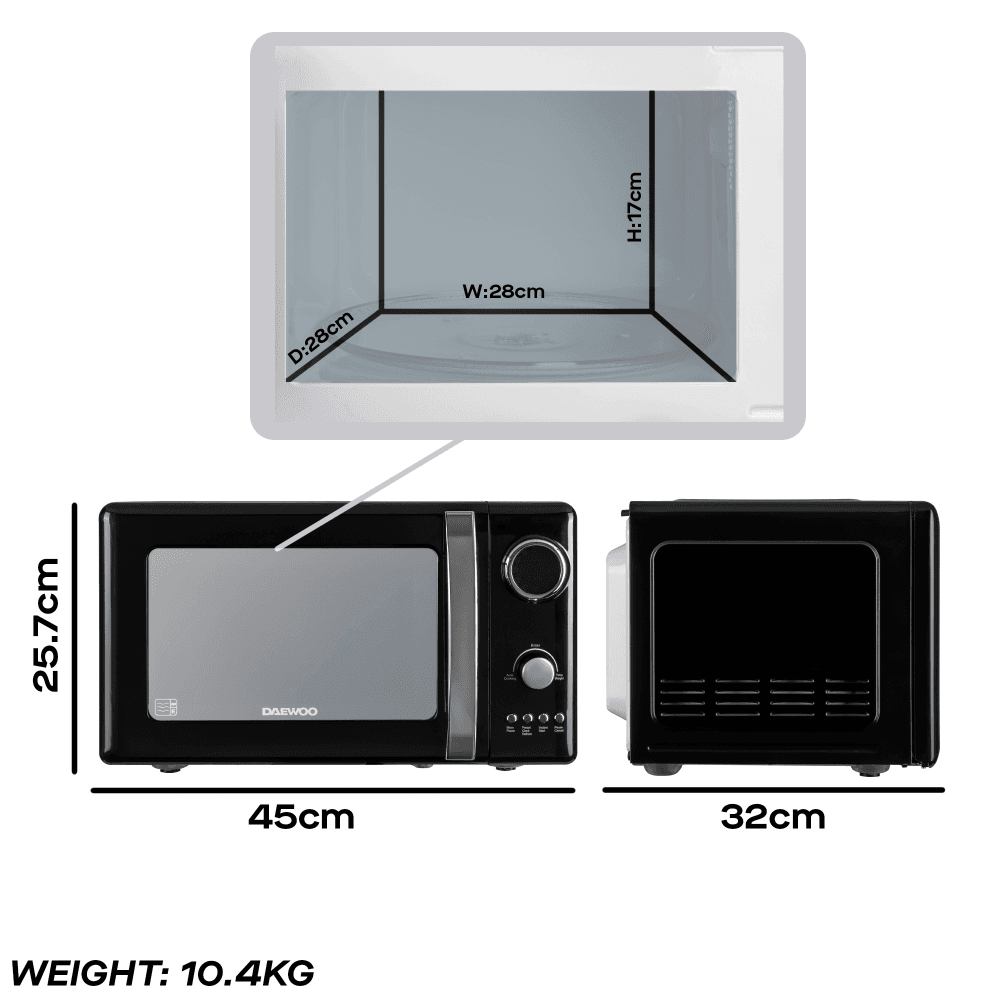 20L Black Kensington 800W Microwave