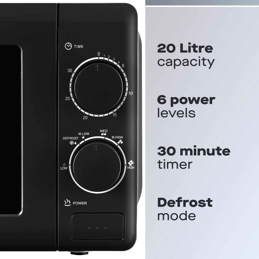 20L Black Manual 800W Microwave