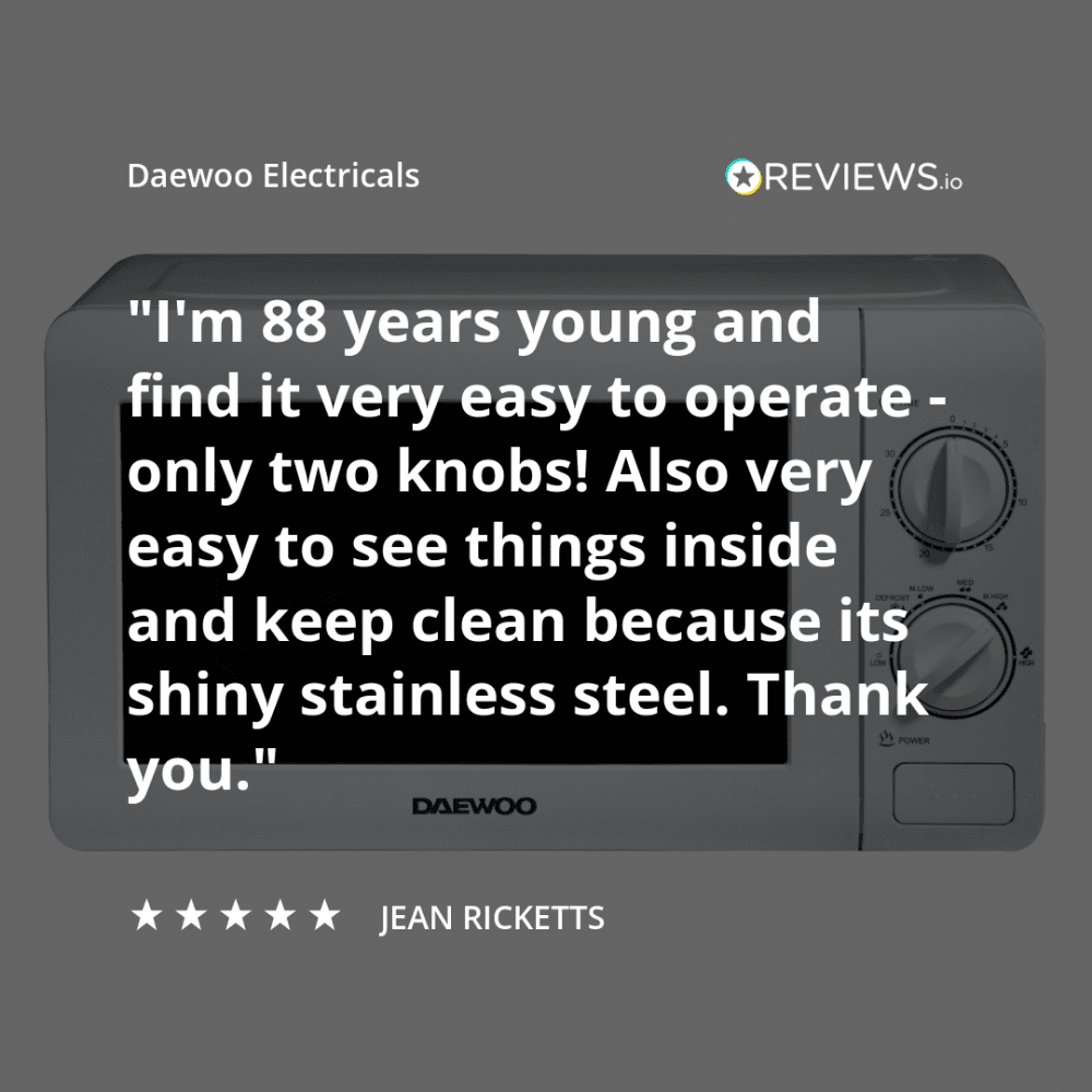 Daewoo 20L White Manual 800W Microwave with Stainless Steel Cavity