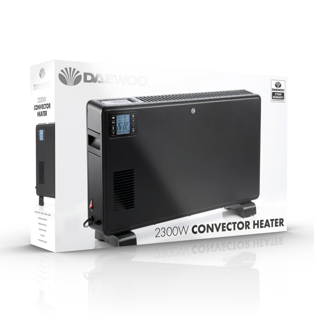 2300W Black Convector Heater with LCD Display & Remote Control