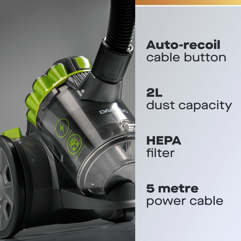 Daewoo 2L 700W Bagless Tornado Cylinder Vacuum Cleaner