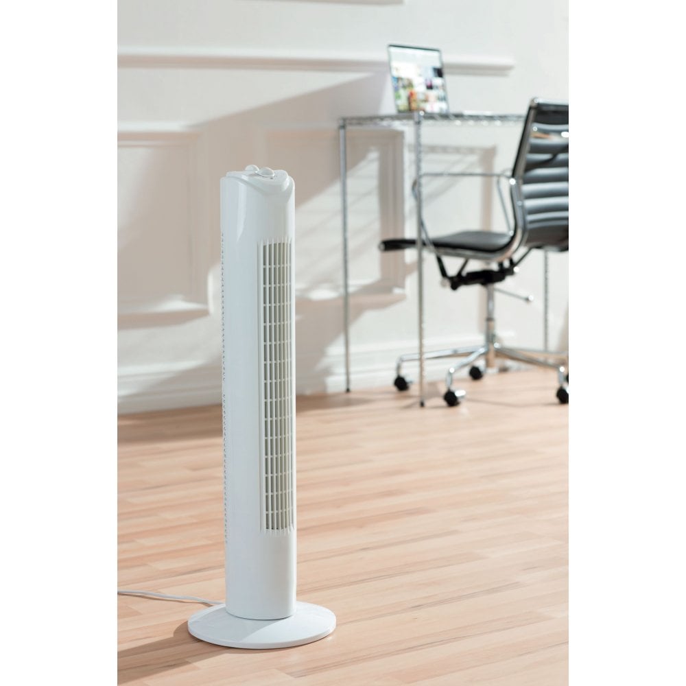 32" Slimline Oscillating Tower Fan with Timer, 3 Speed Settings