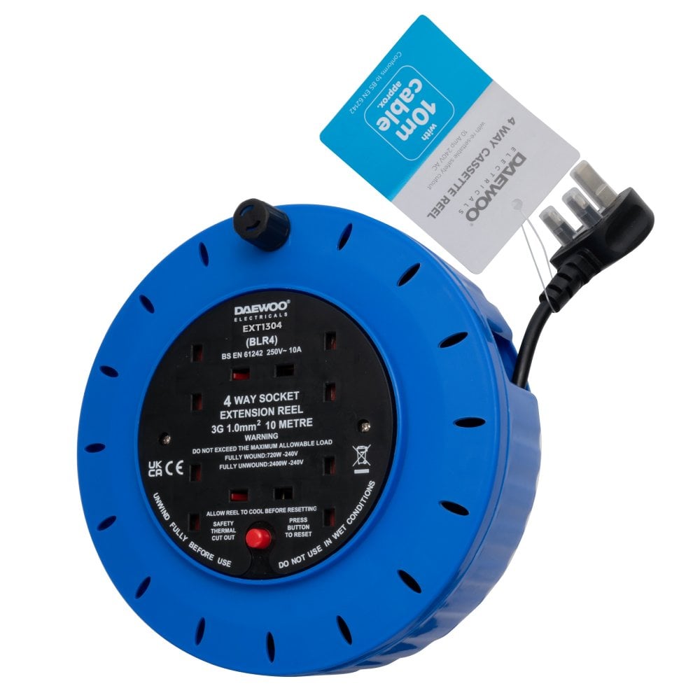 4-Way 10m Cassette Extension Reel