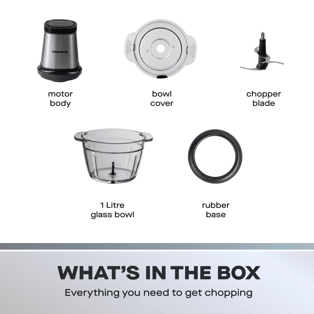 500W Mini Chopper with 1L Glass Bowl