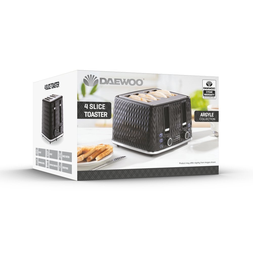 Black Argyle 4 Slice Toaster