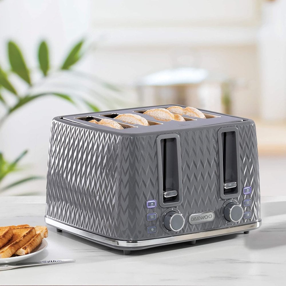 Dark Grey Argyle 4 Slice Toaster