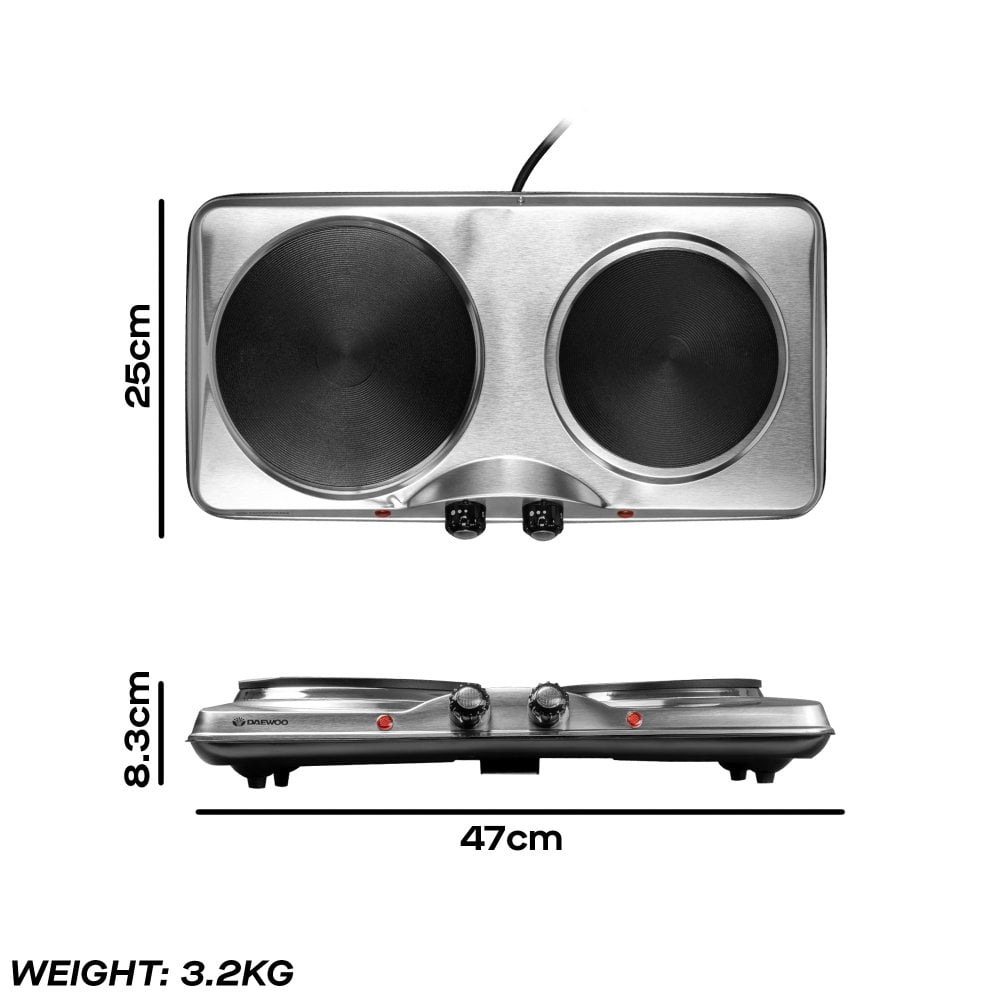 Double 2500W Stainless Steel Hot Plate