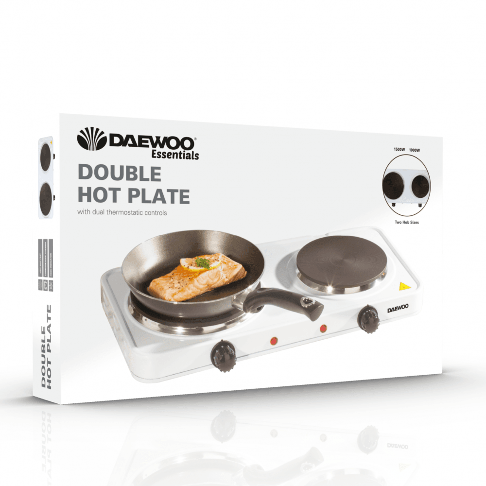 Essentials 2500W Cast Iron Double Hotplate