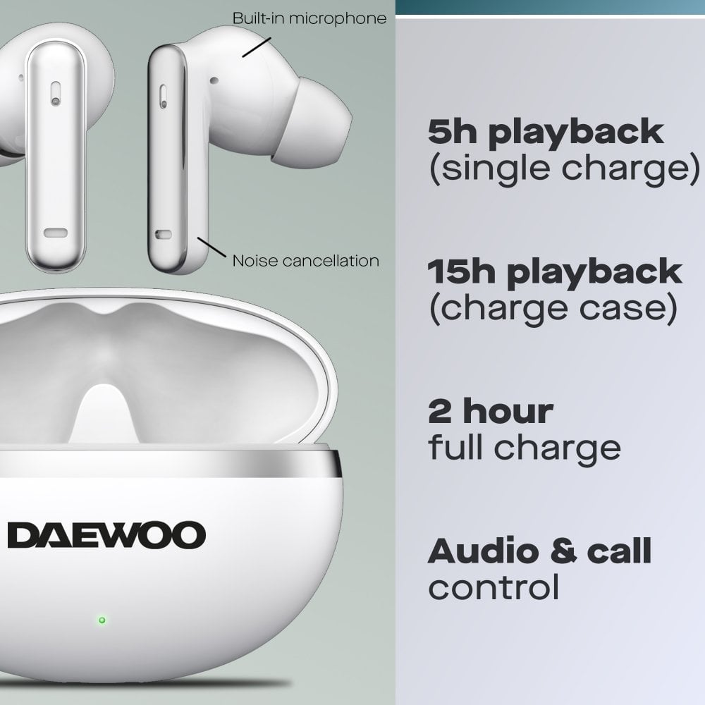 White Air Buds Pro Noise Cancelling Bluetooth Earbuds