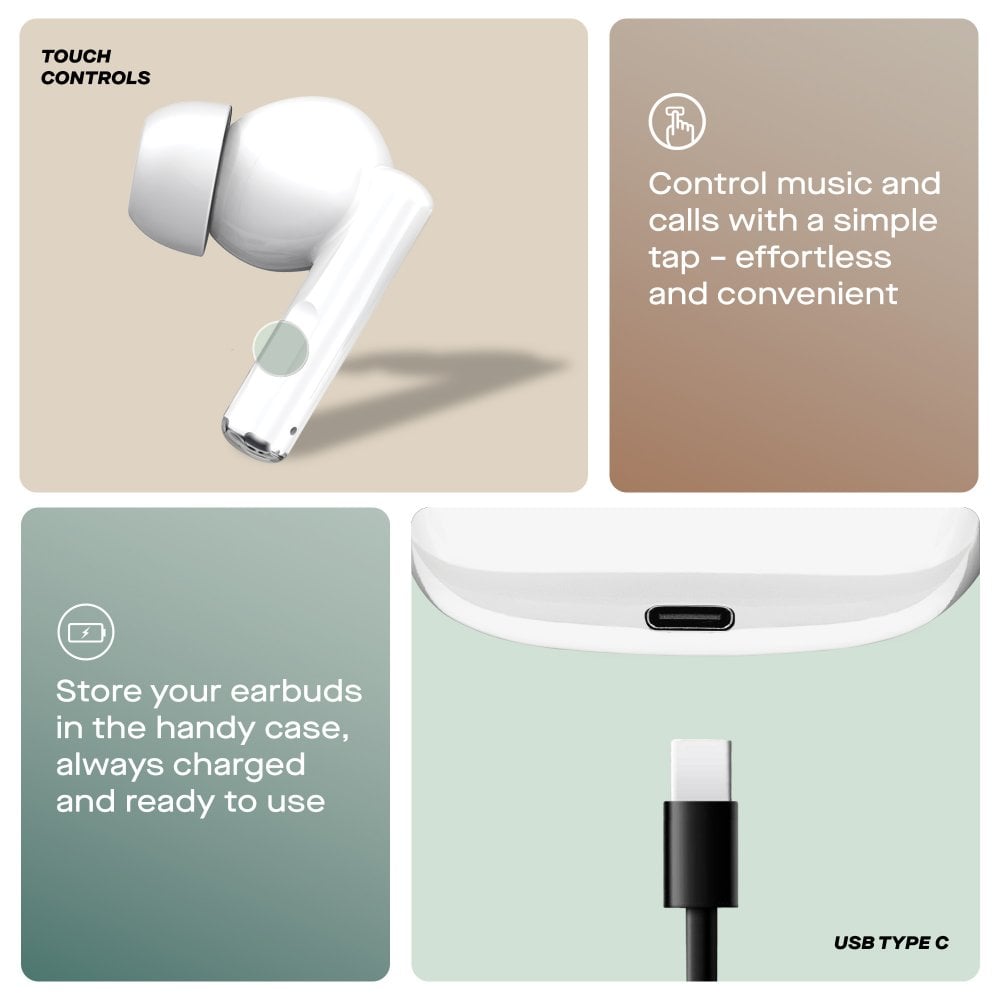 White Air Buds True Wireless Bluetooth Earbuds