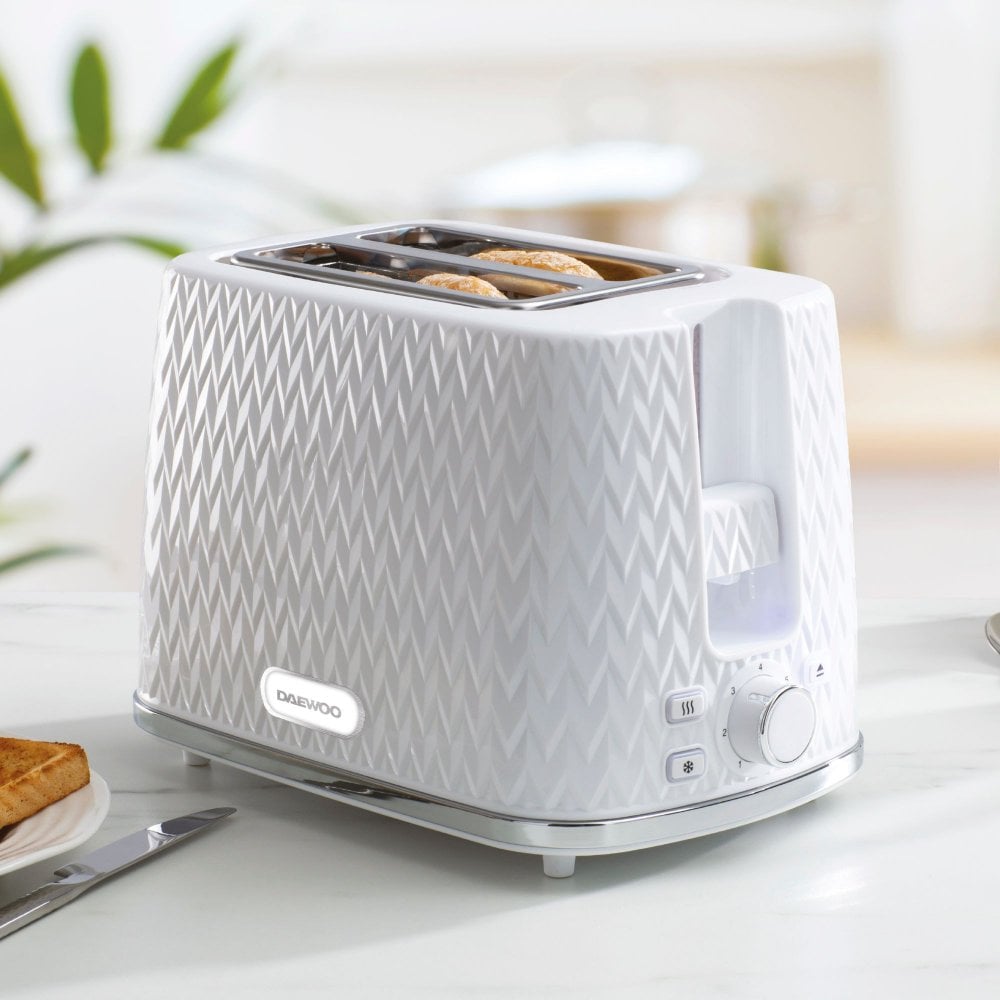 White Argyle 2 Slice Toaster
