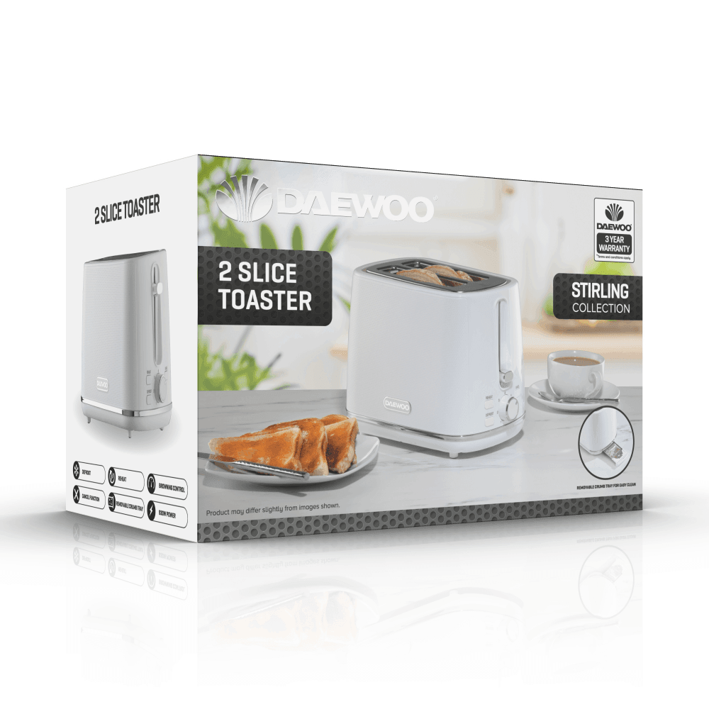 White Stirling 2 Slice Toaster
