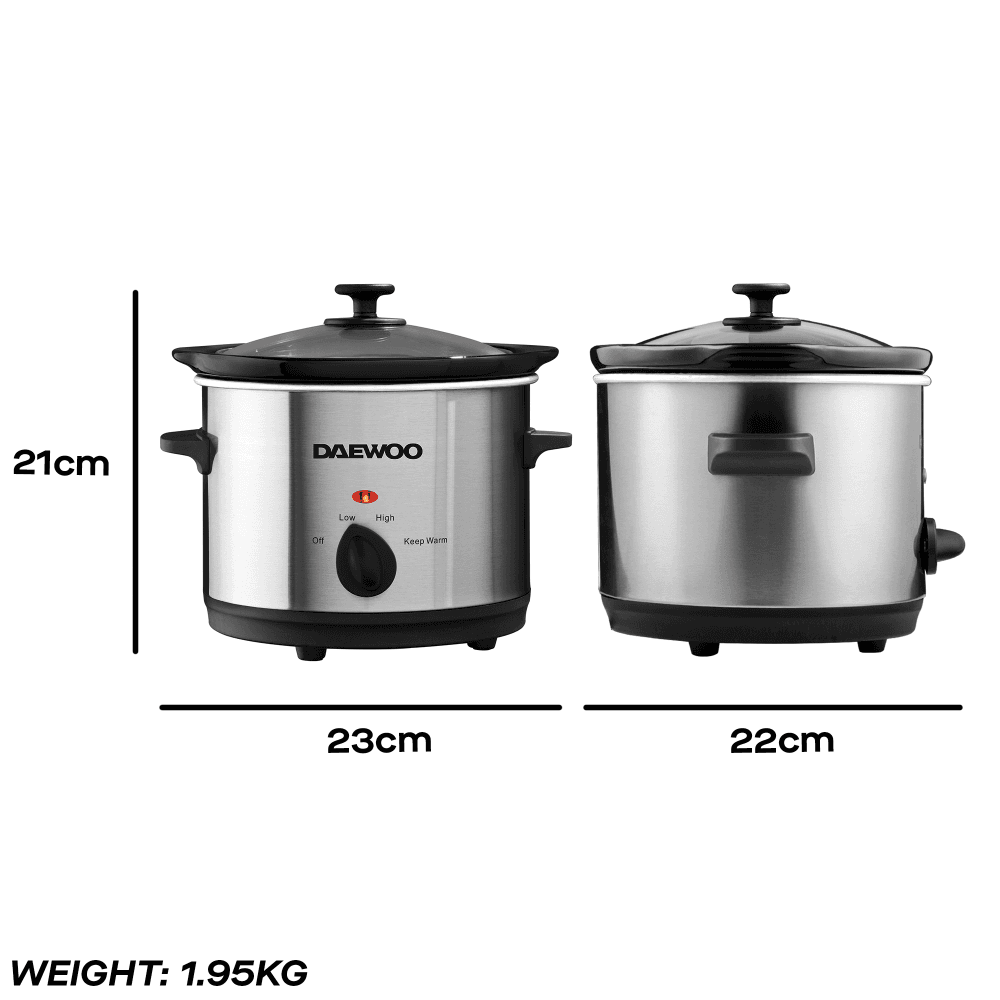 1.5L Slow Cooker, Stainless Steel