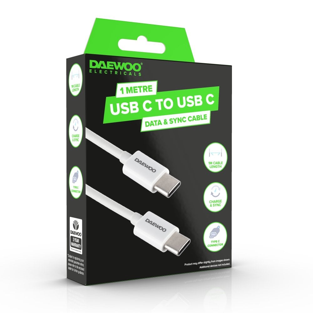 Daewoo 1 Metre USB-C to USB-C Charge Cable