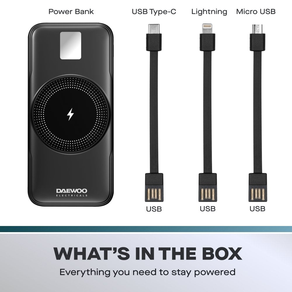 10000mAh Portable Power Bank with Built-in Cables