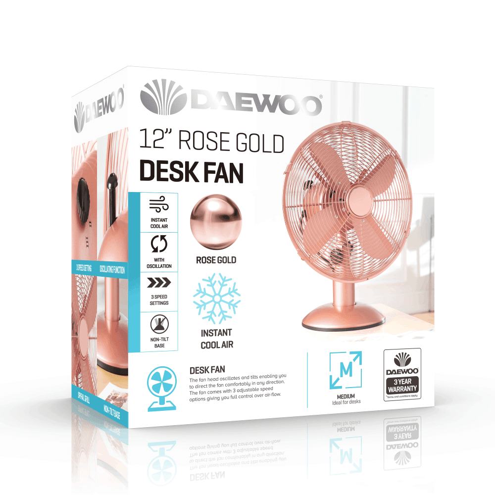 12" Rose Gold Desk Fan