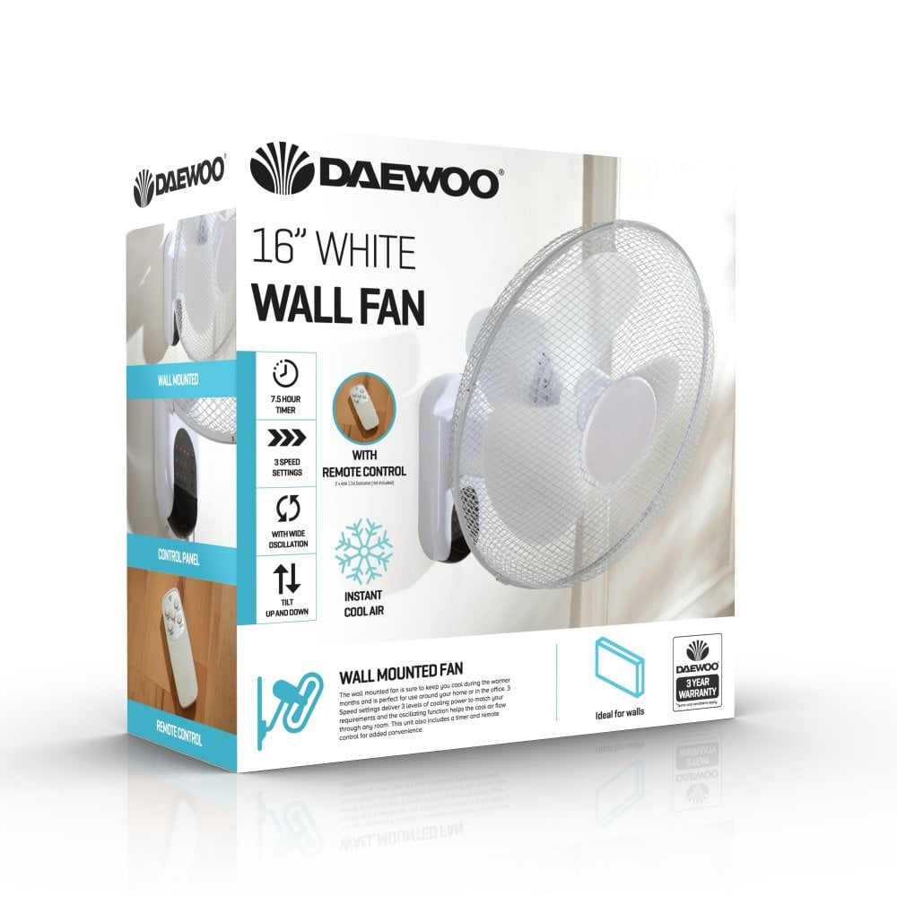 16" Wall Mounted Fan with Remote Control