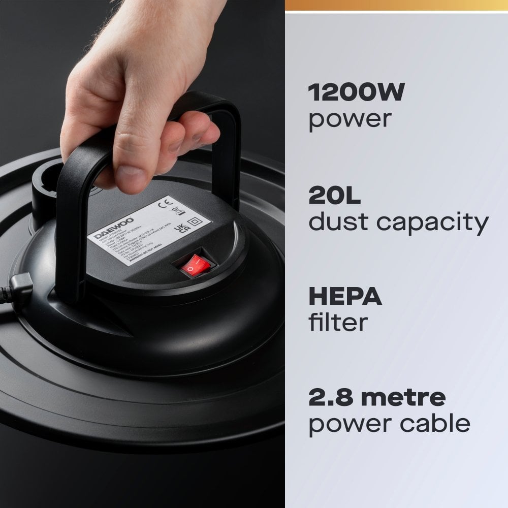 Daewoo 20L Fireplace Ash Vacuum Cleaner with HEPA Filter