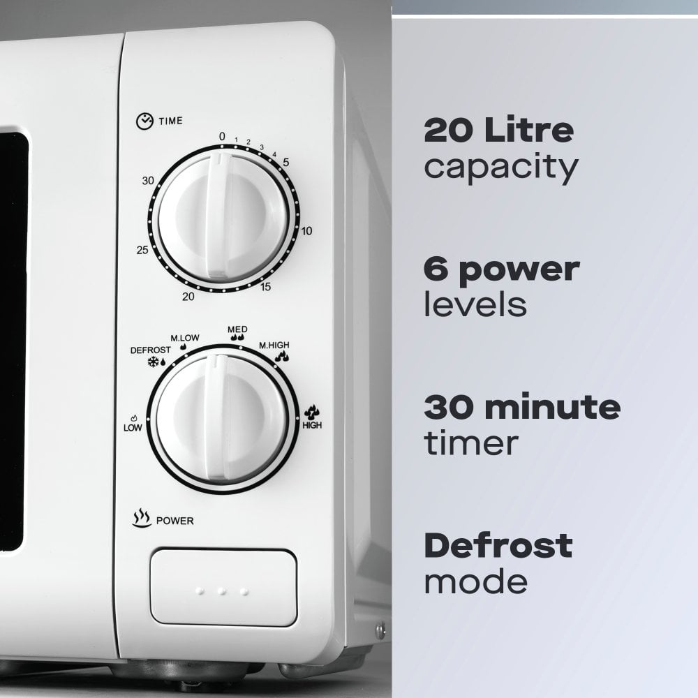 20L White Manual 800W Microwave