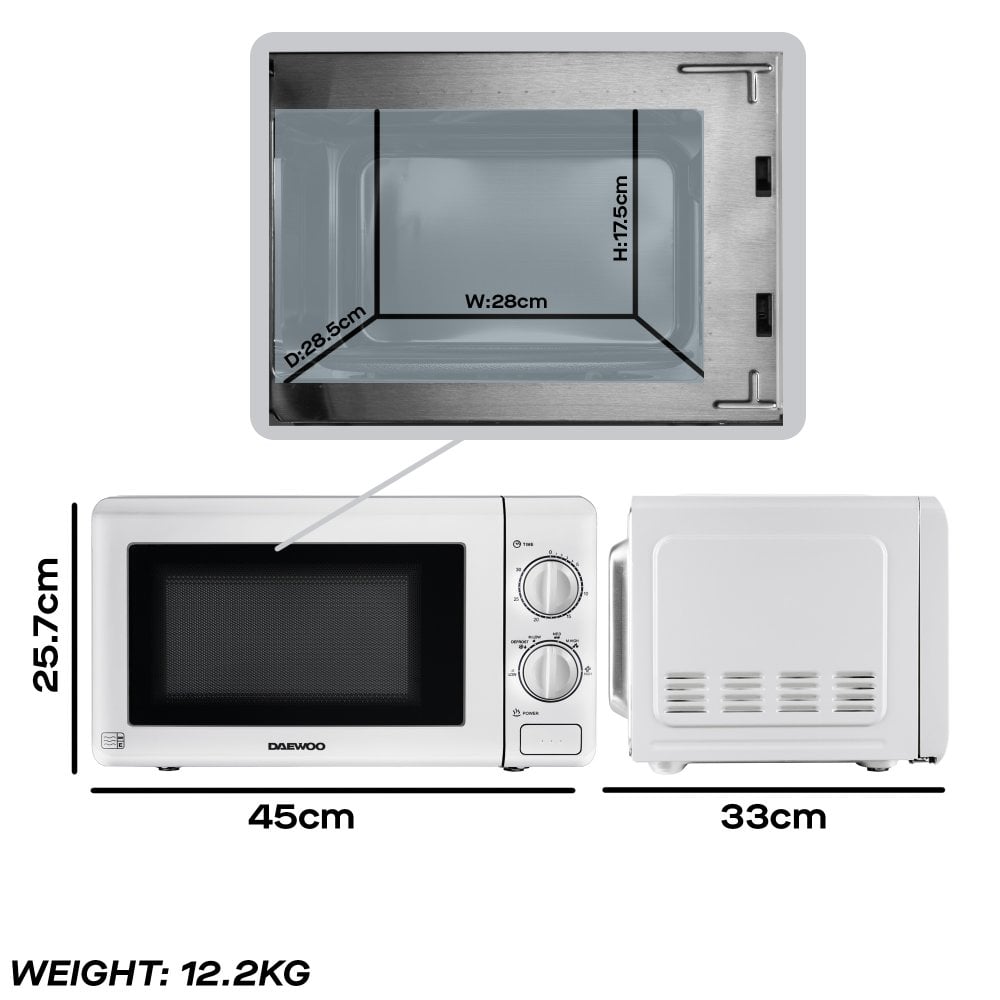 20L White Manual 800W Microwave
