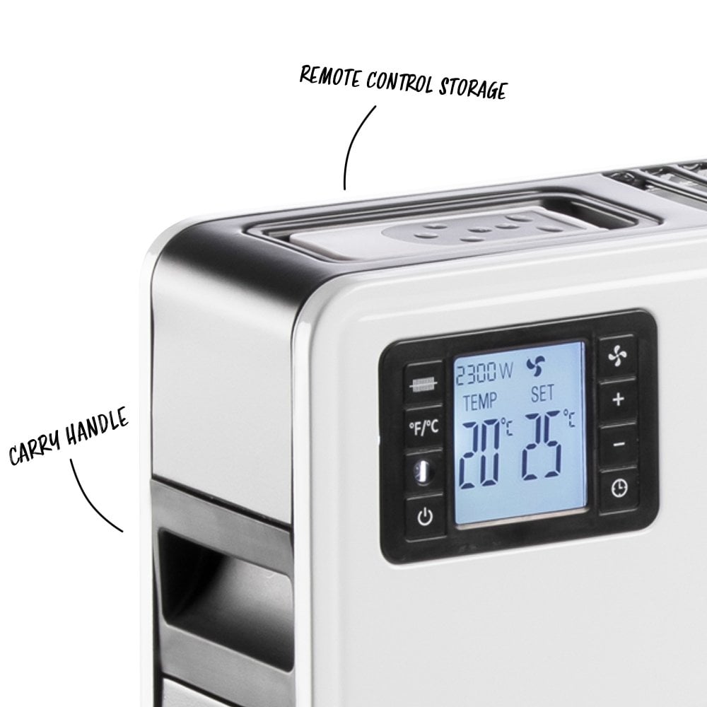 2300W White Convector Heater with LCD Display & Remote Control