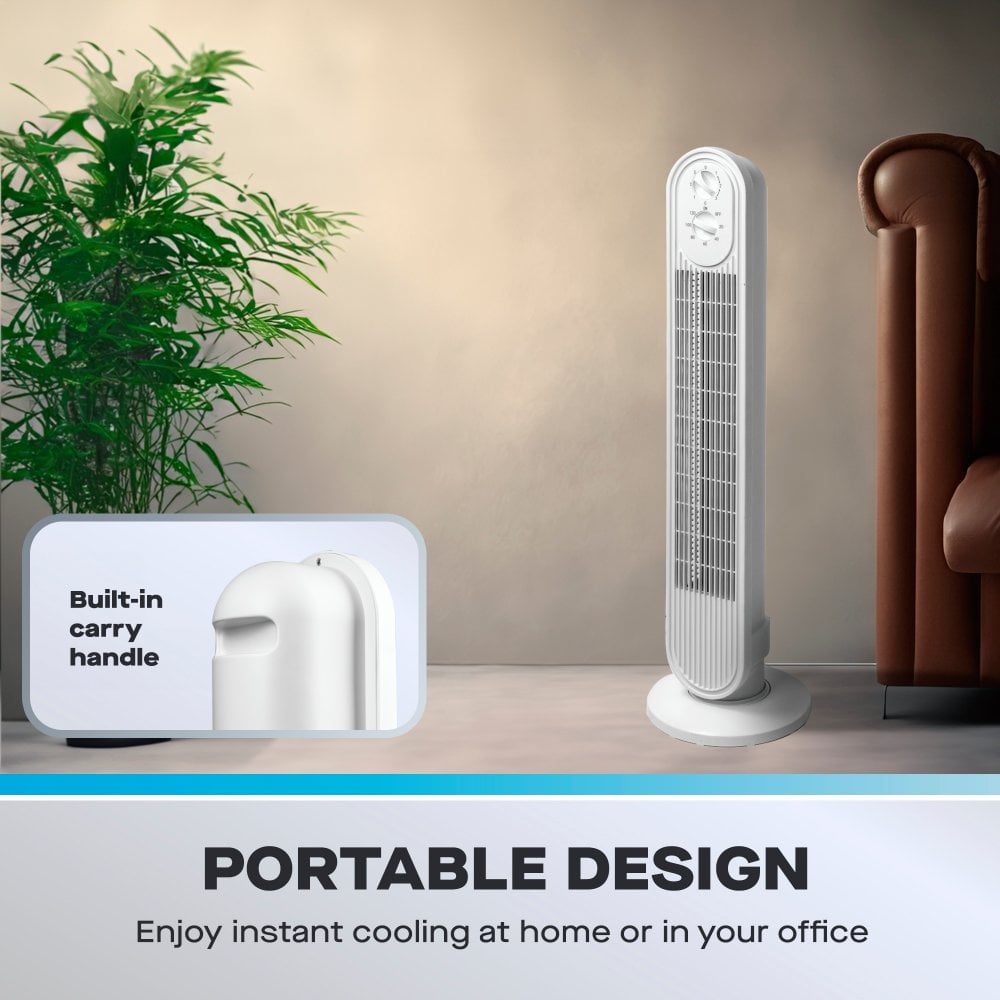 30" Slimline Oscillating Tower Fan with 3 Speed Settings