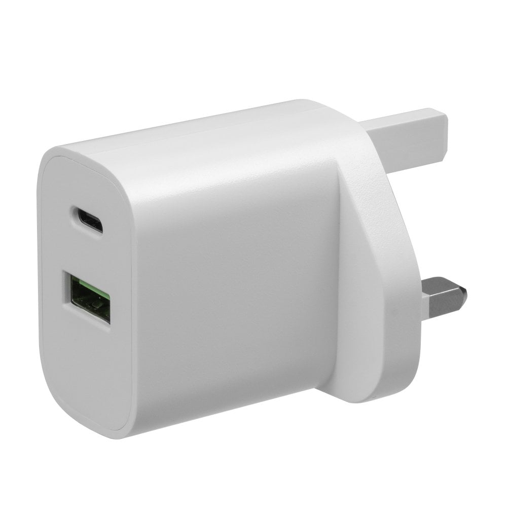30W USB-C & USB-A White Wall Charger Plug Socket Adaptor