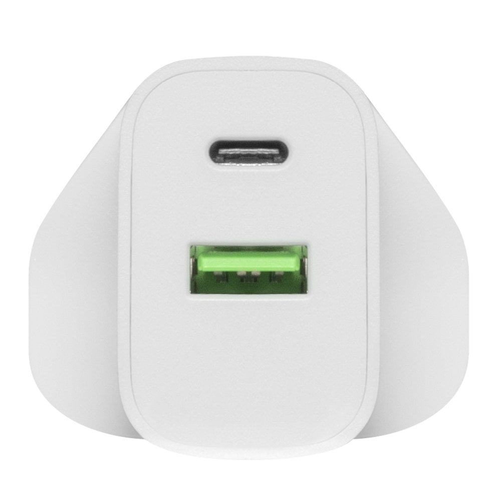 30W USB-C & USB-A White Wall Charger Plug Socket Adaptor