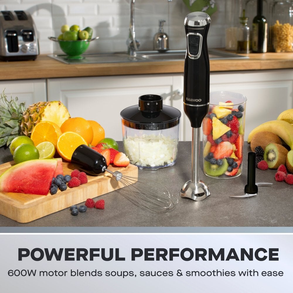 600W 3-in-1 Hand Blender Set With Whisk, Chopper & Jug