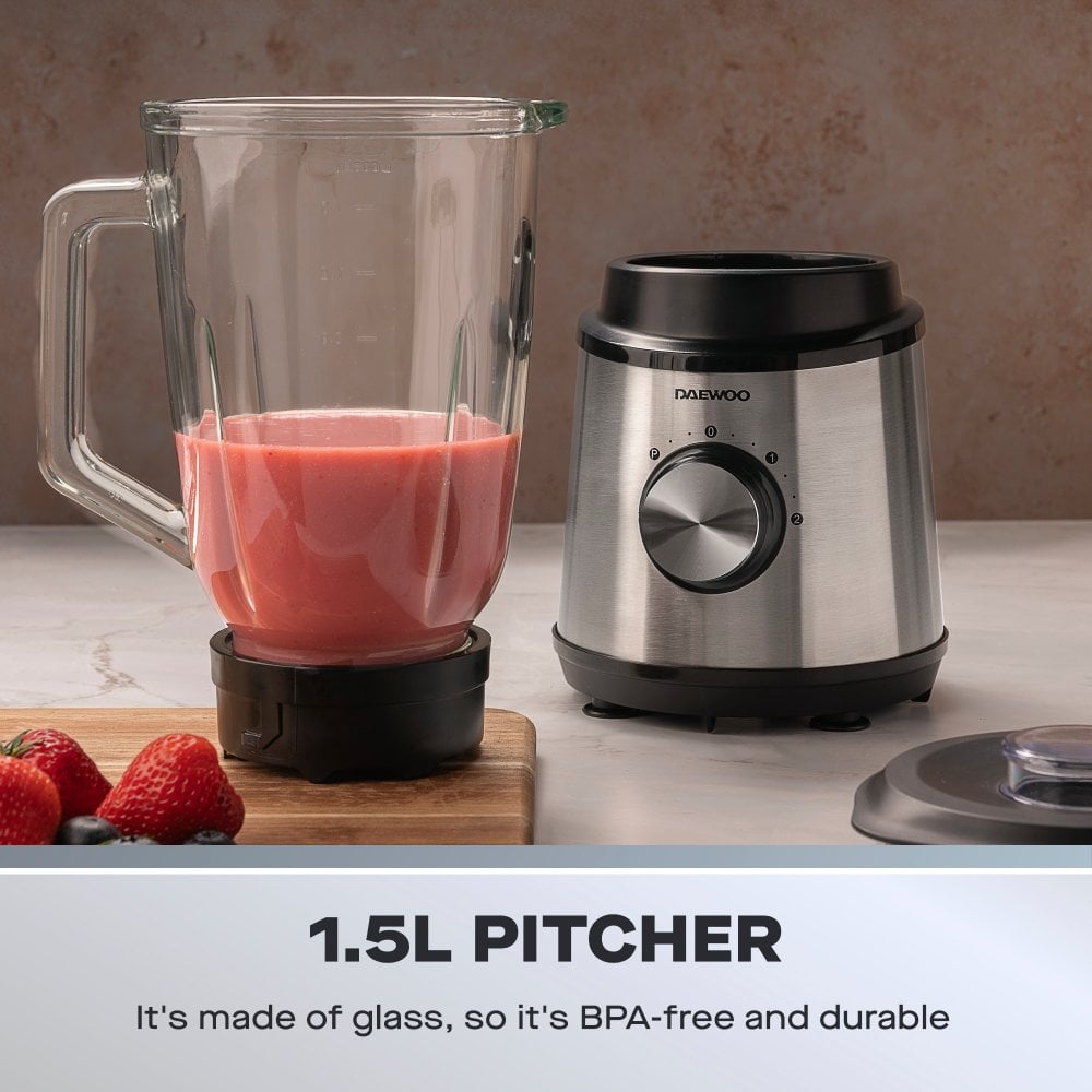 800W 1.5L Glass Jug Blender & Grinder, Stainless Steel