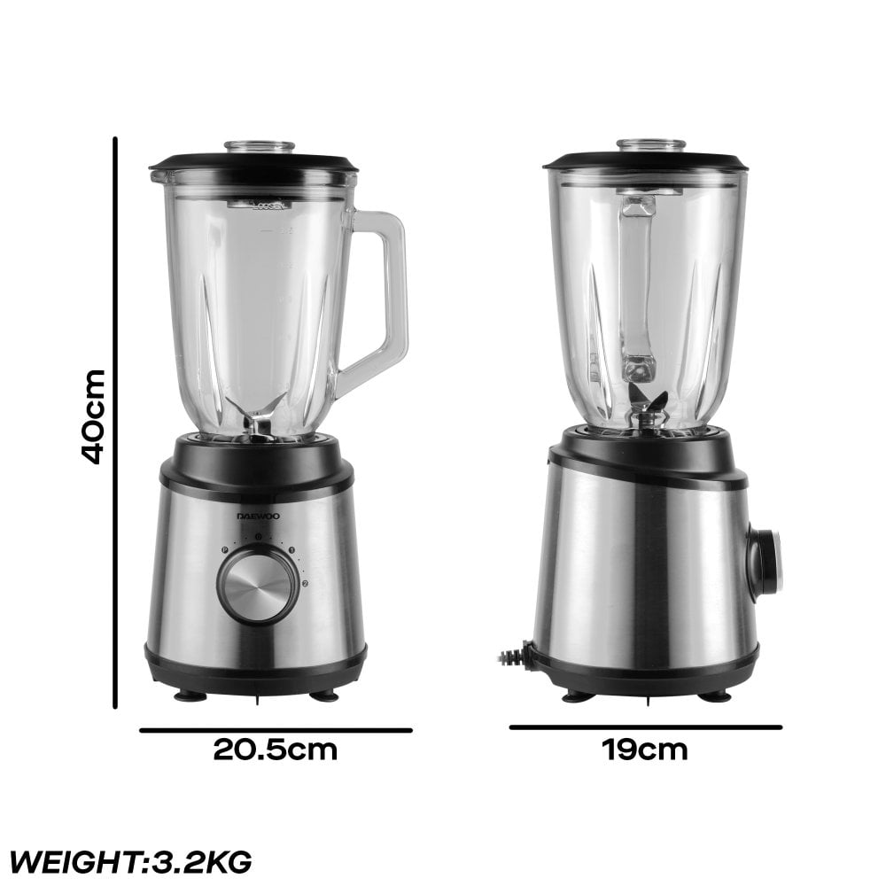 800W 1.5L Glass Jug Blender & Grinder, Stainless Steel