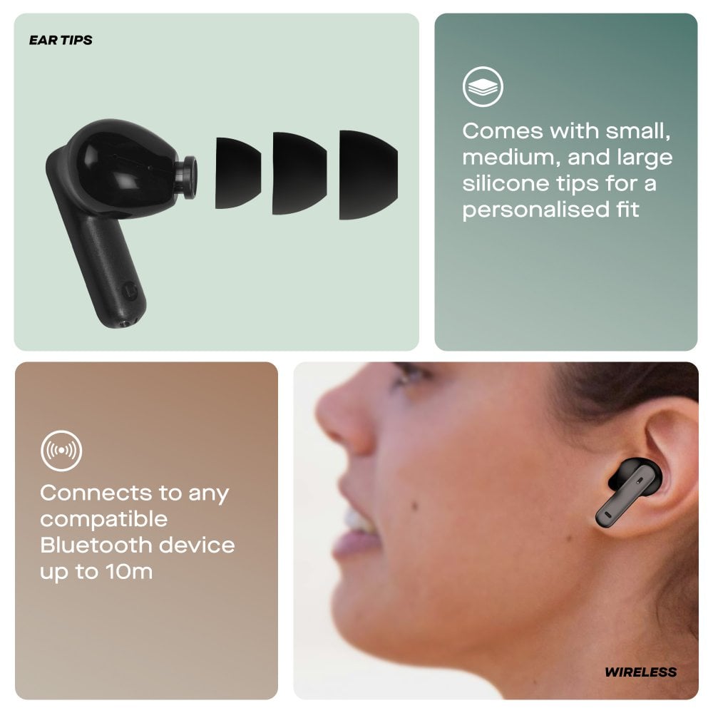 Black Air Buds Pro Noise Cancelling Bluetooth Earbuds
