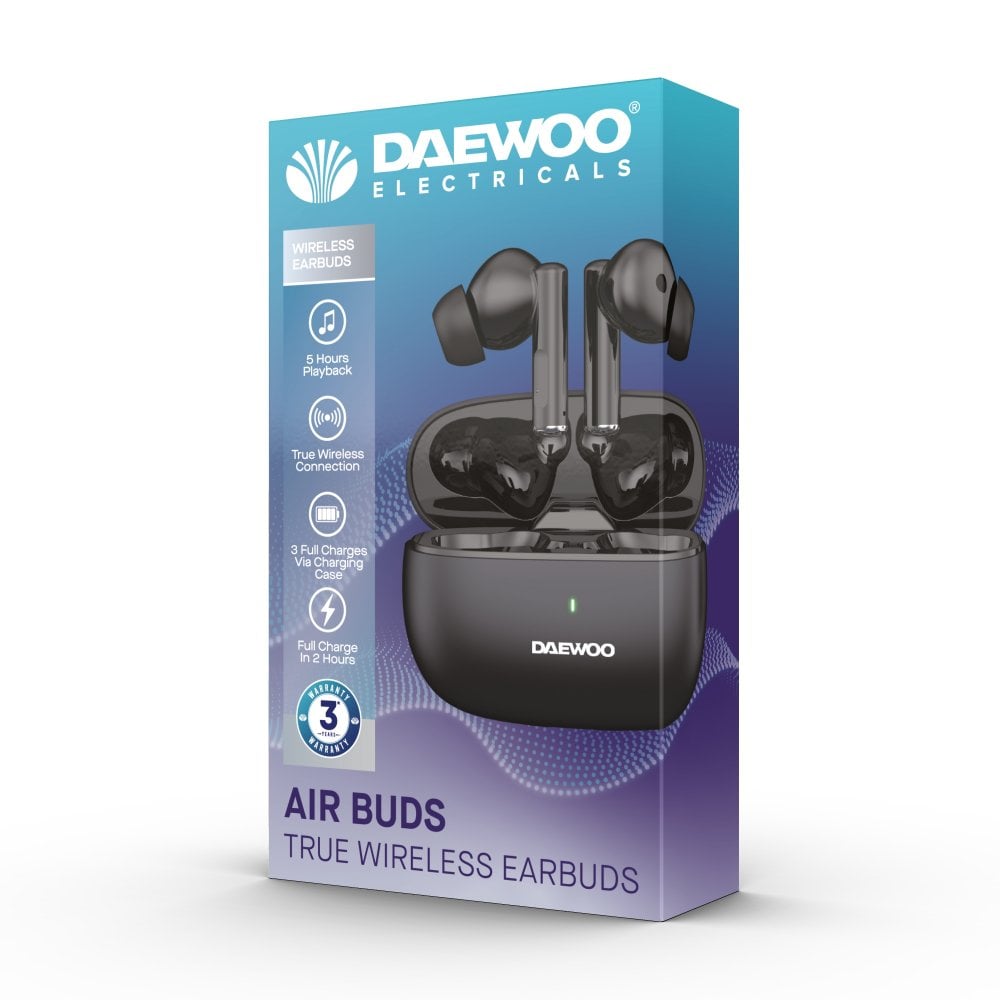 Black Air Buds True Wireless Bluetooth Earbuds