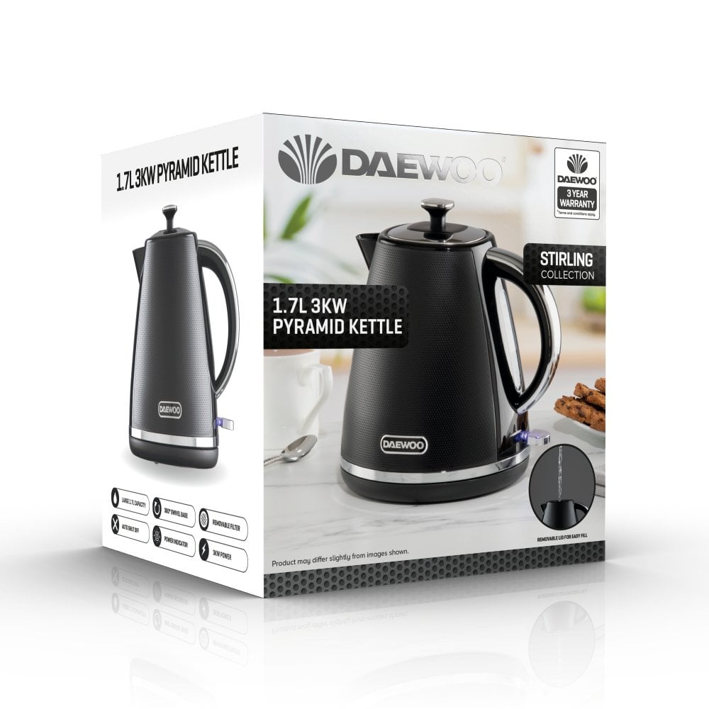 Black Stirling 1.7L Pyramid Kettle