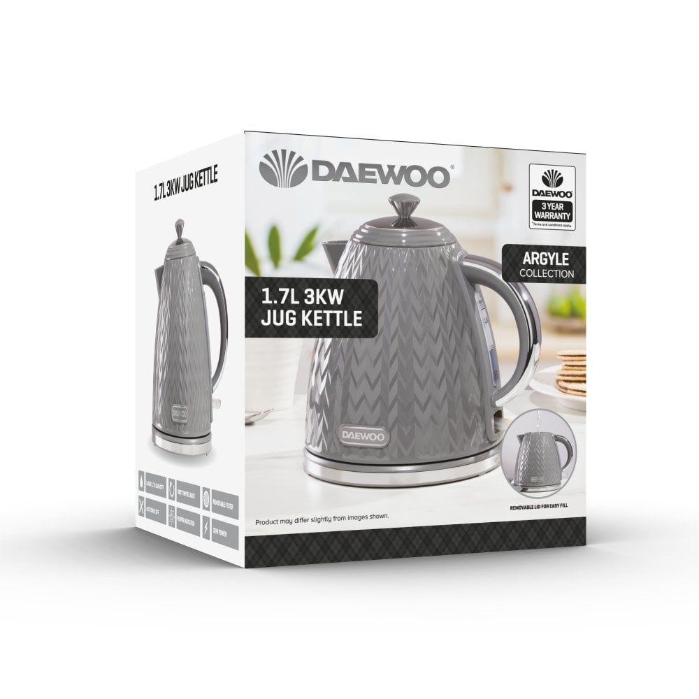 Dark Grey Argyle 1.7L Jug Kettle