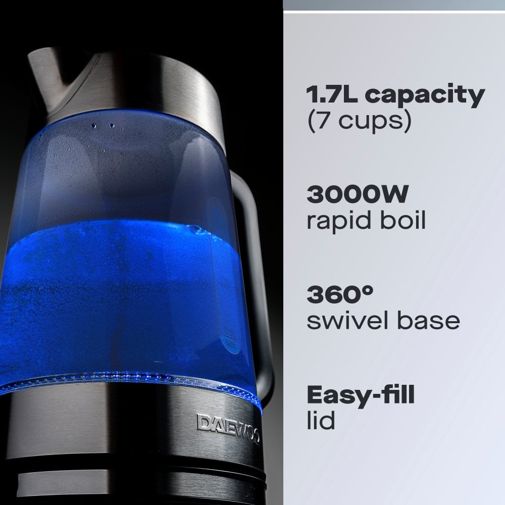 Easy Fill LED Illuminating 1.7L Glass Kettle