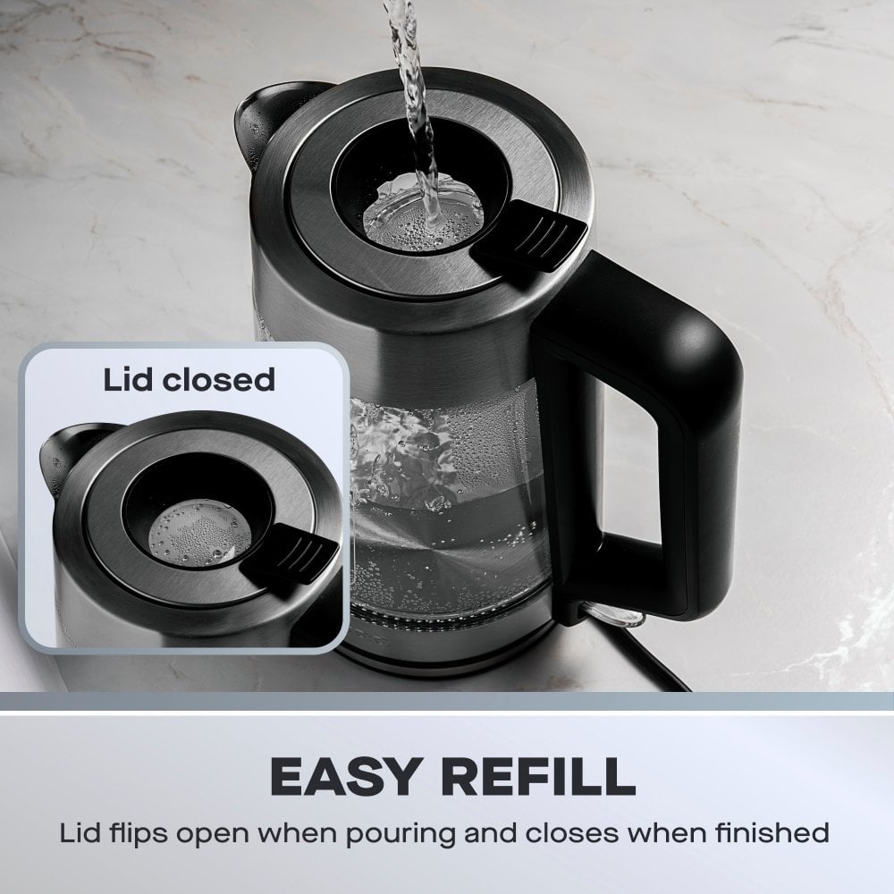 Easy Fill LED Illuminating 1.7L Glass Kettle