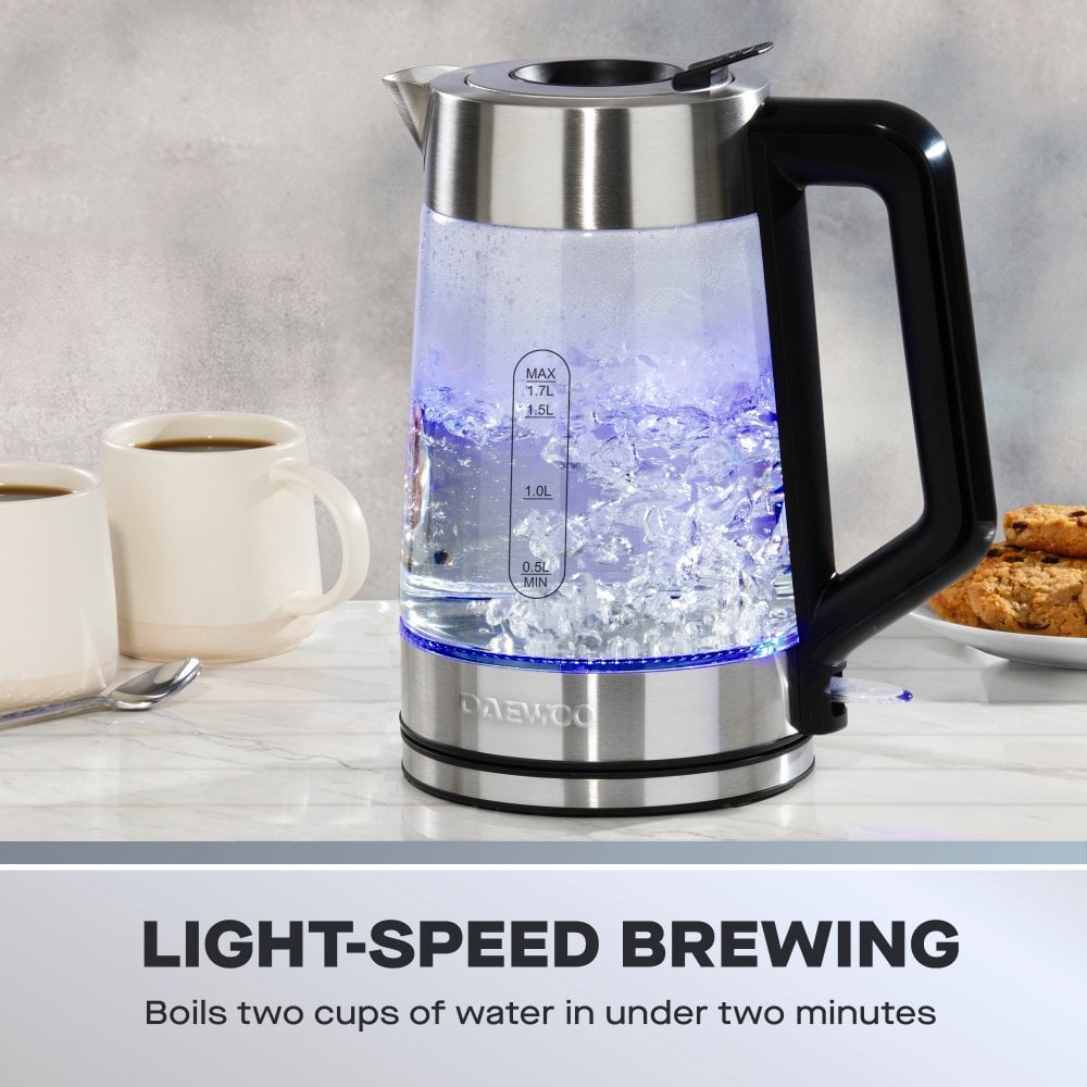 Easy Fill LED Illuminating 1.7L Glass Kettle