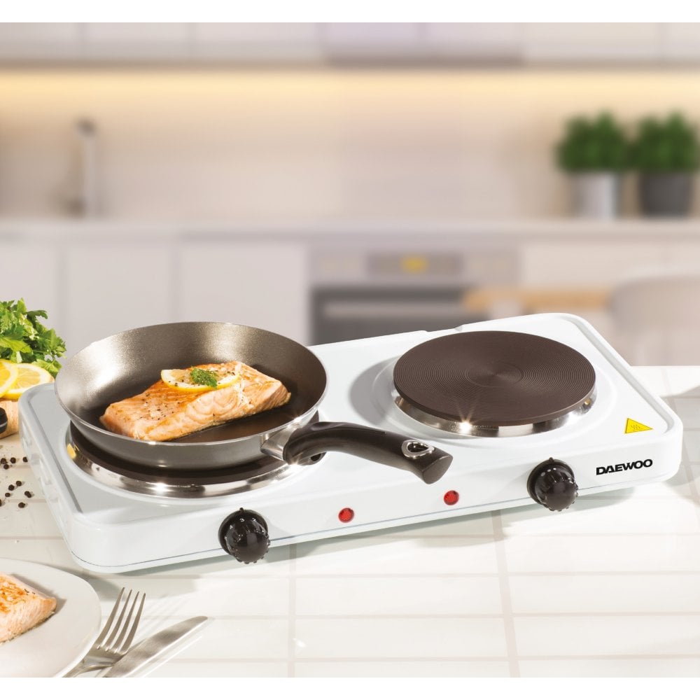 Essentials 2500W Cast Iron Double Hotplate