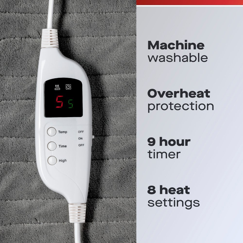 Grey Heated Over Throw Blanket