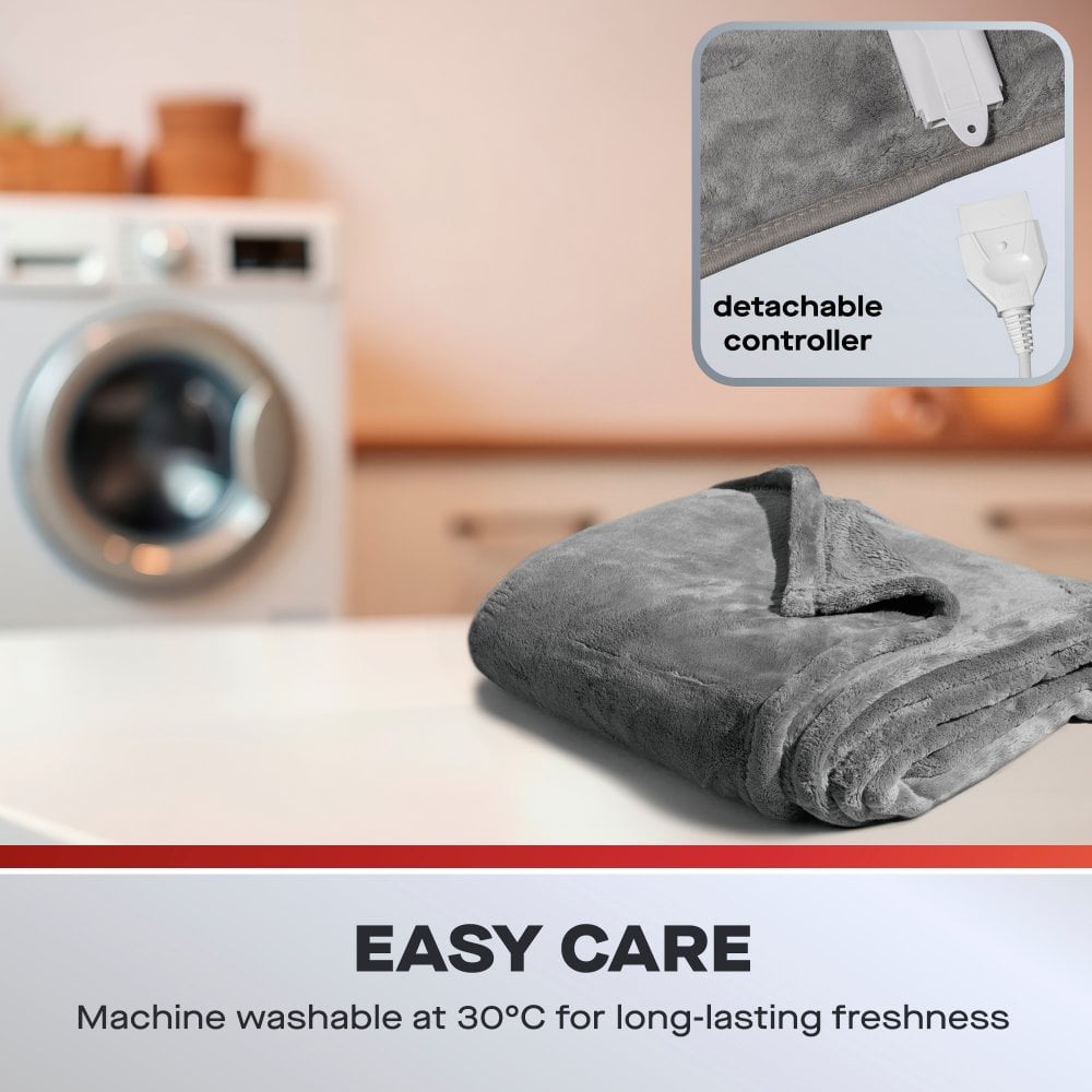 Grey Heated Over Throw Blanket