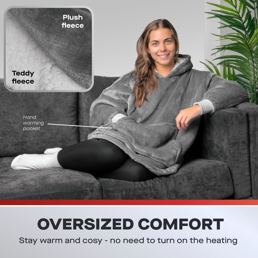 Grey Oversized Heated Hoodie