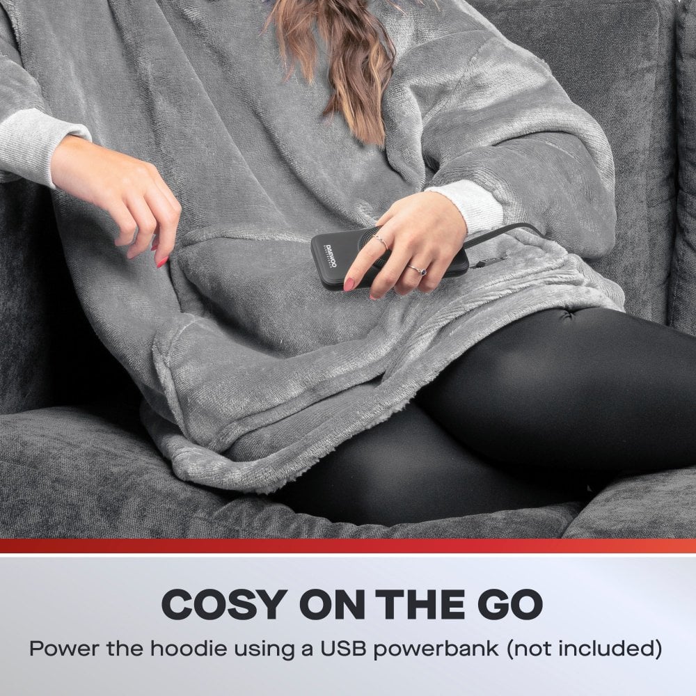 Grey Oversized Heated Hoodie