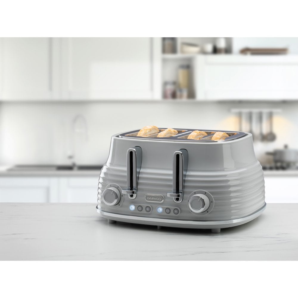 Grey Sienna 4 Slice Toaster